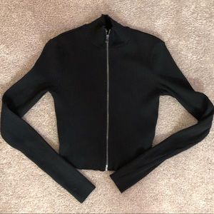 Cotton citizen cropped ribbed sweater with zipper